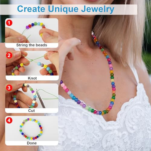 About 1200PCS 6mm Original Color Glass Beads Bracelet Making Kit
