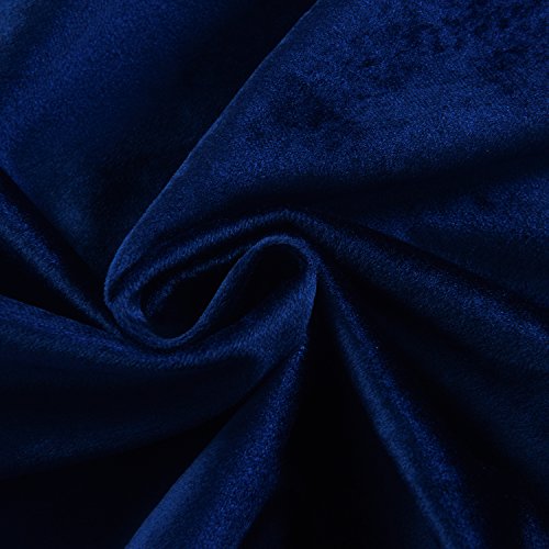 Set of 2 Velvet Flannel Room Darkening Blackout Curtains Panels Drapes Grommet 52 Wide by 108 Long Navy Royal Blue for Living Room (2 Count)