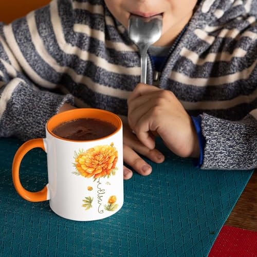 Unique Marigold Themed Ceramic Mug