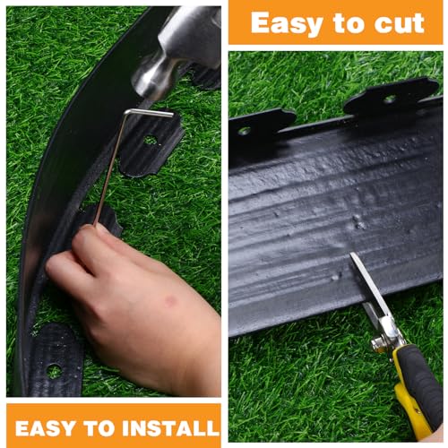 6 Inch Tall 33 ft Length No Dig Landscape Plastic Edging Kit with Hammer Spikes Plastic Garden Flower Bed Edging Landscape Edging Border for Gardens Border Lawn Grass Yard