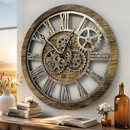The Gears Clock The Original Real Moving Gear Wall Clock Vintage Industrial Oversized Rustic Farmhouse