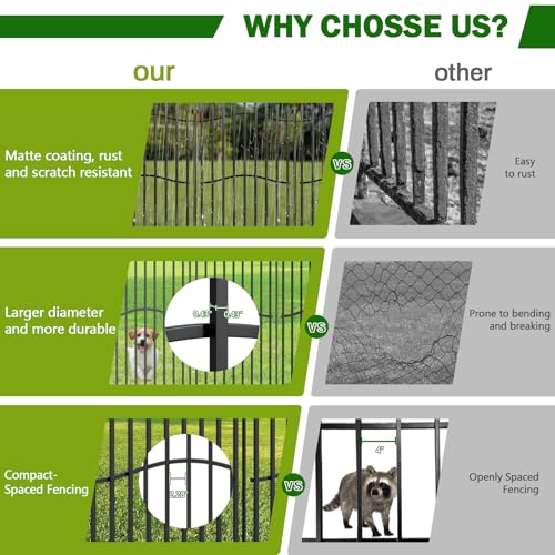 No Dig Garden Fence 48" H x 9'L with Gate Decorative Yard Dog Panels (9.5 Sq Ft)
