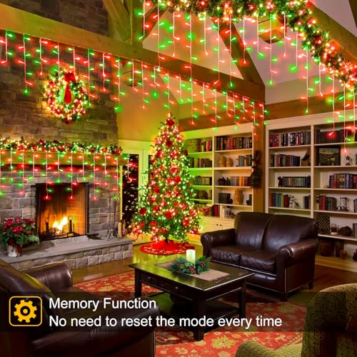 Red and Green Christmas Lights 33ft 400 LED Icicle Lights for Outside House
