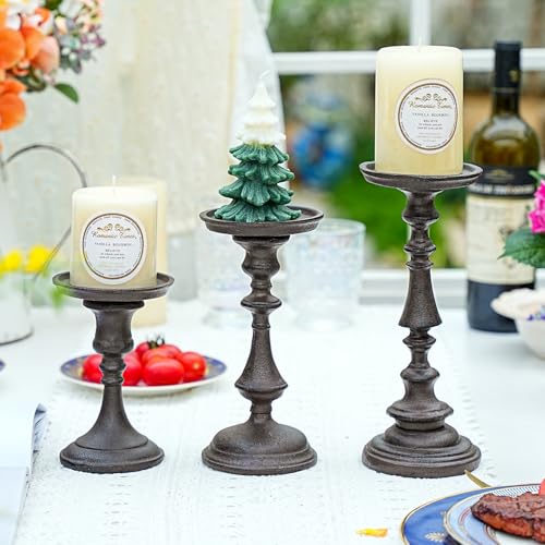 Rustic Cast Iron Pillar Candle Holder