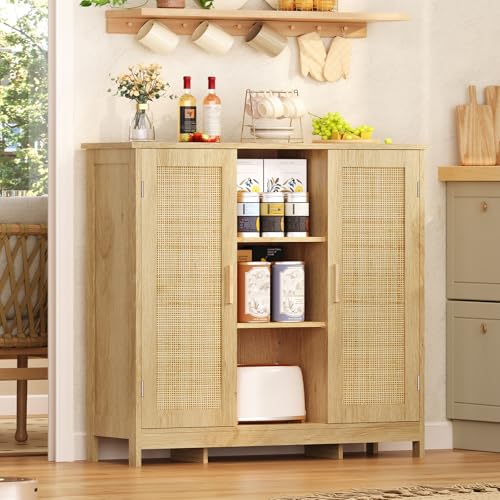 Rattan Storage Cabinet with 4 Adjustable Shelves