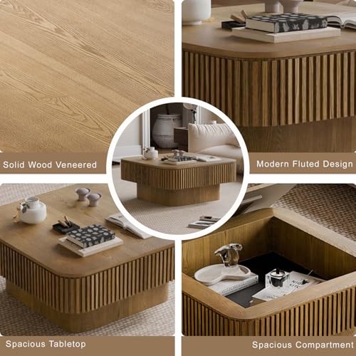 Square Small Coffee Table with Storage