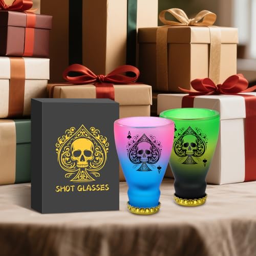 Spades Skull Pattern Glass Shot Glasses (2 Count)