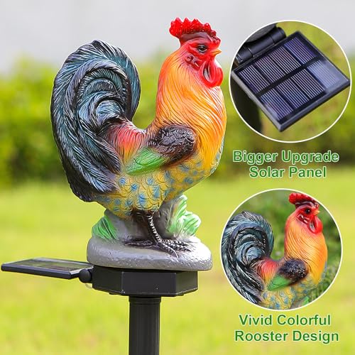 Solar Rooster Lights Outdoor Decorative