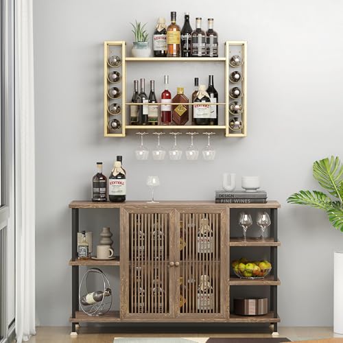 Wall Mounted Wine Rack with Wine Glass Rack
