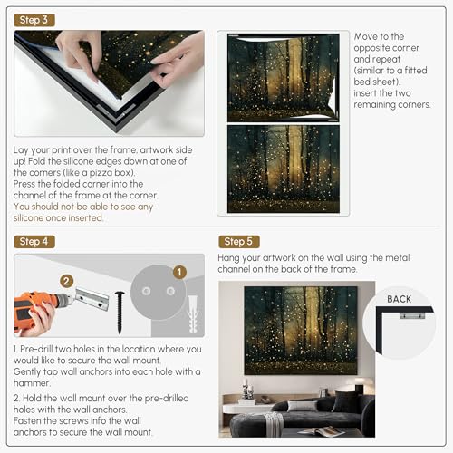 36"x46" Extra Large Framed Wall Art Magical Firefly Forest at Twilight