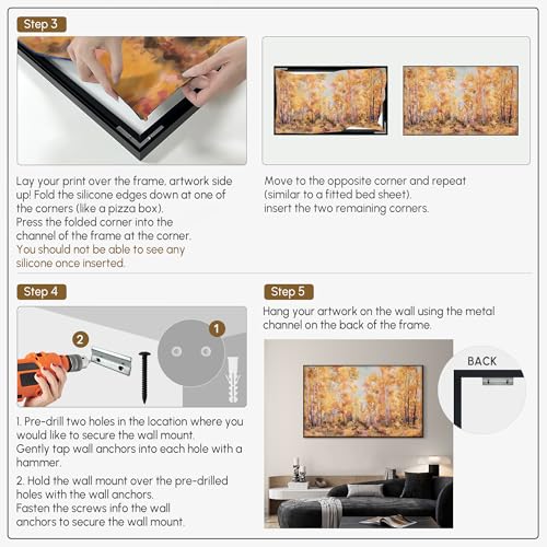 30"x60" Extra Large Framed Wall Art Golden Autumn Forest Path with Vibrant Foliage for Home Living Room Bedroom Decor