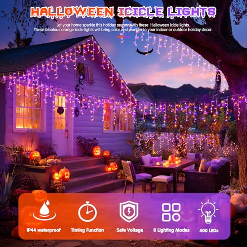 Orange and Purple Halloween Lights Outdoor (38.8 Foot)