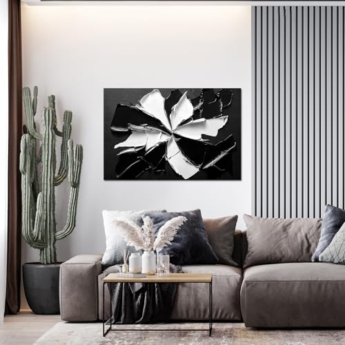 Abstract Wall Art Decor Modern Minimalist Wall Art Pictures for Living Room Black and White Wall Art Prints Abstract Canvas Art Wall Decor Flowers Artwork for Walls Office Home Decoration 32" X 48"