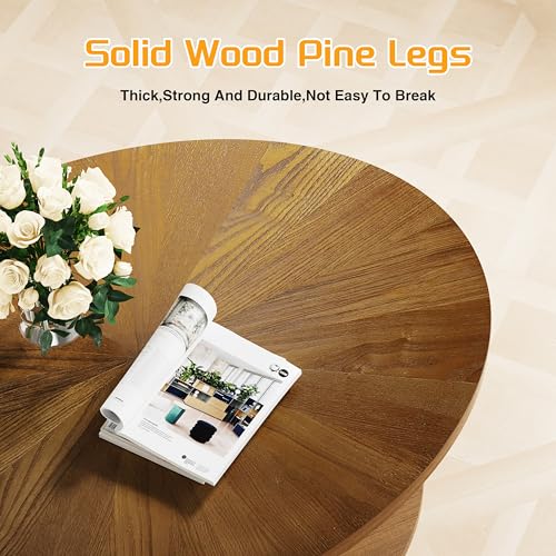 Solid Wood Oval Coffee Table for Living Room