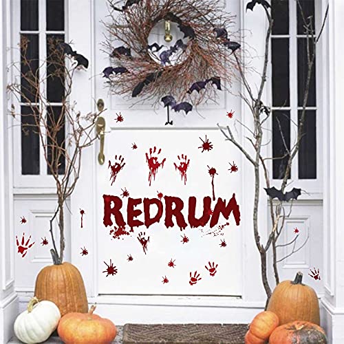 Halloween Redrum Murder Wall Decals Horror Ghost Bloody Handprint Stickers (37 Count)