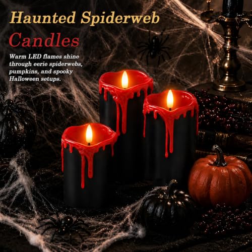 Black Red Drip Real Wax Flameless Candles