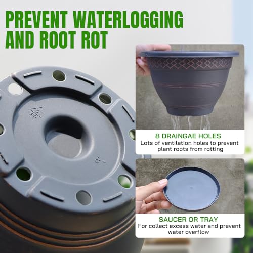 8 Inch Plant Pots (6 Count)