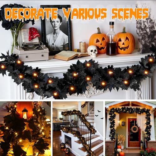 2 Pack 5.7FT Halloween Garlands with Yellow Lights (5.7 Foot)