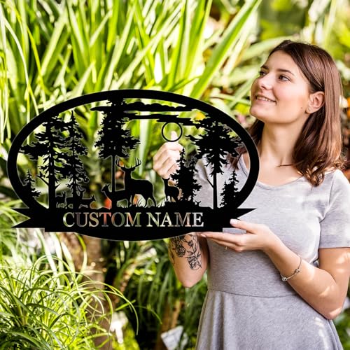 Personalized Deer Metal Cabin Sign