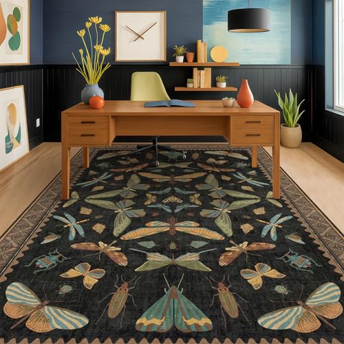 Dark 6x8 Insect Area Rug for Living Room (48 Sq Ft)