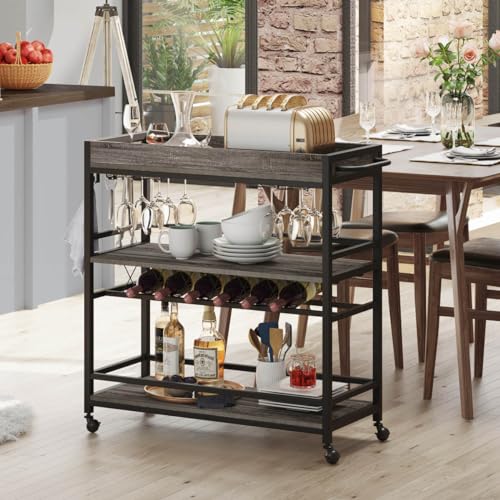 Bar Cart Home Bar Serving Cart on Wheels