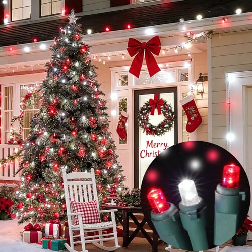 Red White Valentine's String Lights 100LED 21.6FT Mini Fairy Light Green Wire Christmas Lights Plug in for Indoor & Outdoor Party Patio Bedroom Xmas Tree Garland Galentine's Day Decoration (100 Count)