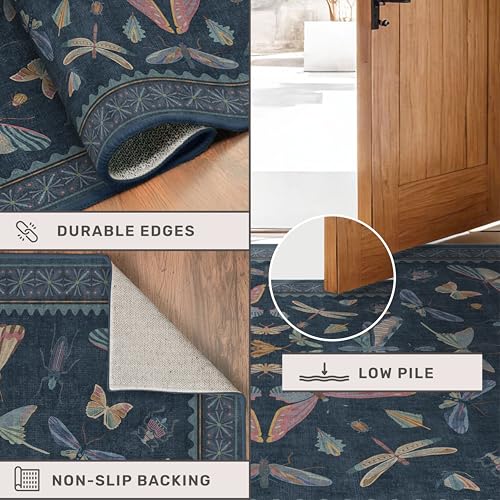 Blue Vintage Boho Area Rug 3x6 (18 Sq Ft)