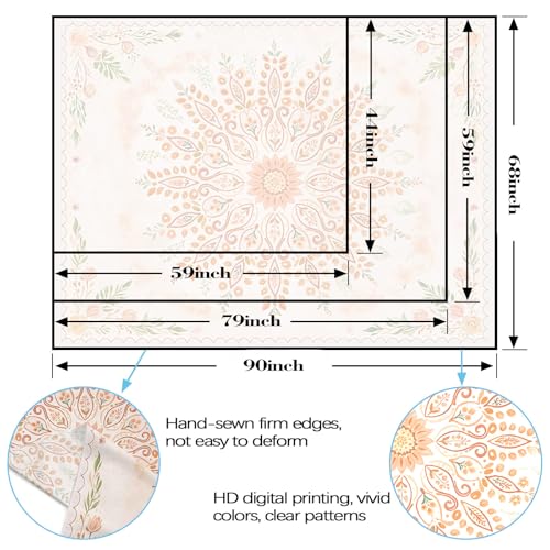 Floral Mandala Tapestry Boho Tapestry for Bedroom Peach Tapestries Wall Hanging Living Room Wall Art and Home Decor 60x80