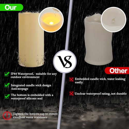 4" x 10" Large Outdoor Flameless Candles with Remote and Timer
