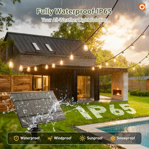 54FT(48+6) Solar String Lights Outdoor, Waterproof Dimmable 24+2 LED (48 Foot)