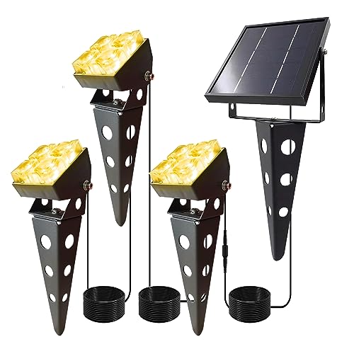 Solar Spotlights Outdoor Waterproof IP65 Landscape Spot Lights with Metal Stake 42ft Cable 3 (4 Count)