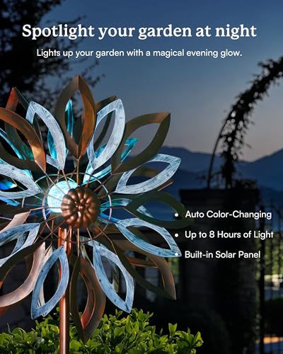 Yard Garden Wind Spinners with Solar Lights