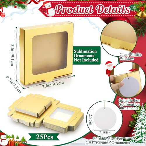 25 Pcs Christmas Sublimation Ornament Blanks Box (25 Count)