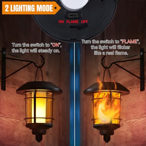 4 Pack Solar Flame Wall Lanterns Outdoor (4 Count)