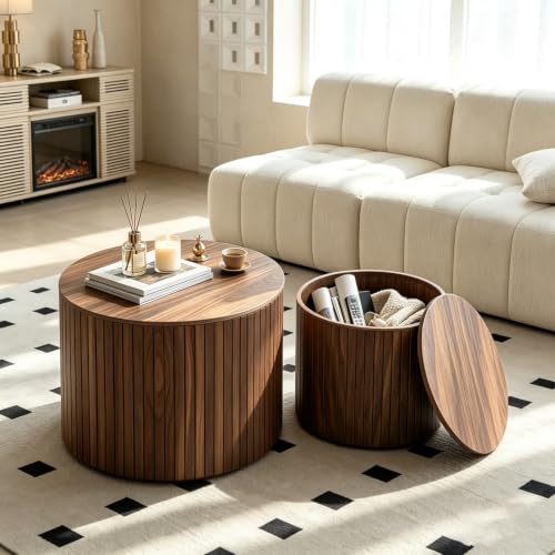 Round Nesting Coffee Table Set of 2 (2 Count)