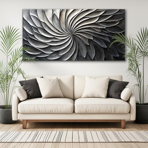 Abstract Black and White Wall Art for Living Room Modern Canvas Print Painting Lines Flower Floral Large Artwork Bedroom Home Office Wall Décor