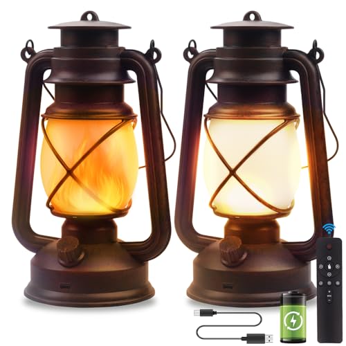 USB Rechargeable Lanterns 2 Pack with Remote Control 4 Modes Lights (2 Count)