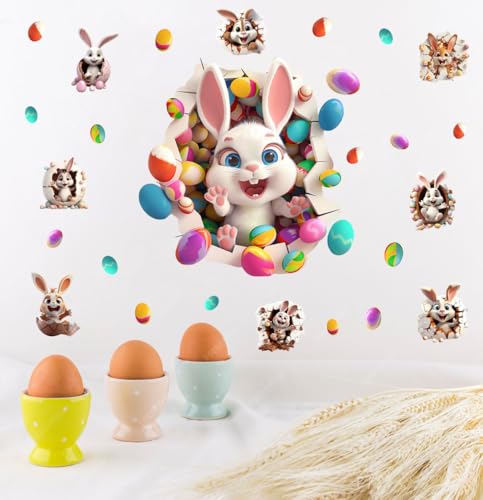 Large 3D Easter Bunny Wall Stickers (25 Count)