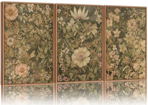 Vintage Floral Framed Canvas Wall Art Set of 3 (3 Count)