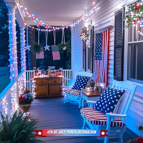 400 LED Red White and Blue String Lights Outdoor (132 Foot)