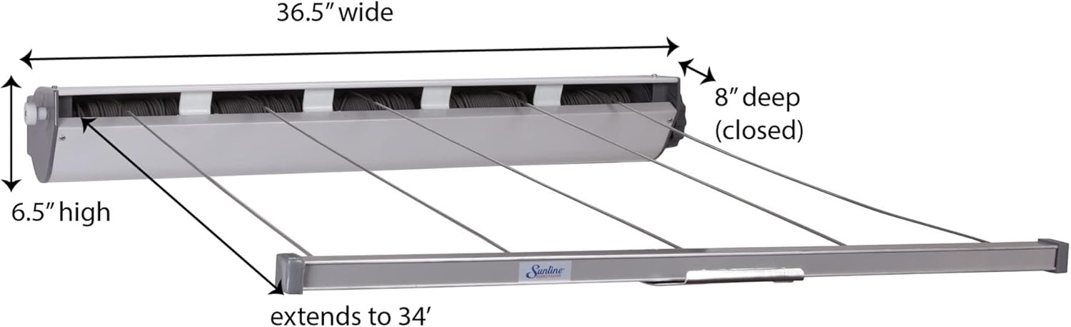 Household Essentials Retractable 5-Line Dryer, White - NestledHome