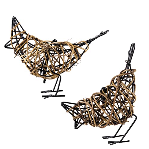 2pc Rattan Bird Statue Set (3.36 Ounce)