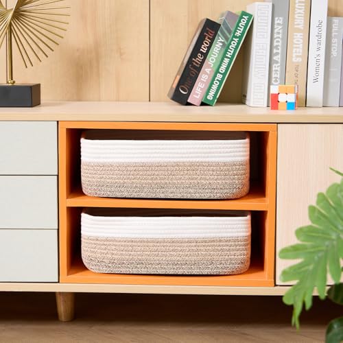 Large Shallow Organizing Baskets 15x11x5.1 Inches (2 Count)