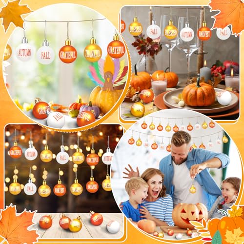 24Pcs Thanksgiving Fall Tree Decorations Hanging Ball Ornaments (24 Count)