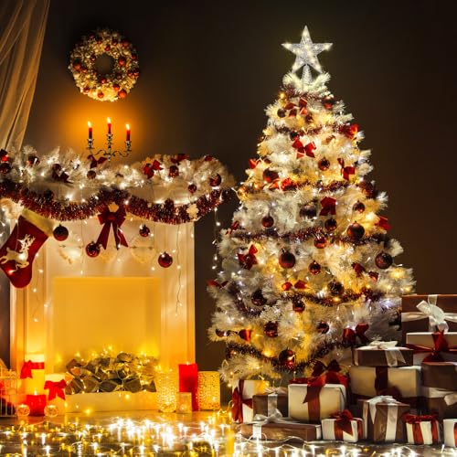 11.8’’ Silvery Christmas Tree Topper Star Treetop with 20 LED