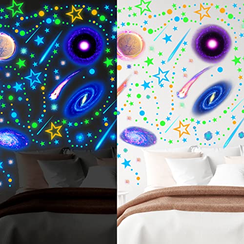 495 Pcs Glow in The Dark Planets Stars Wall Decals for Ceiling Glow