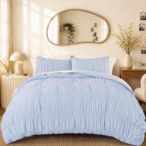 Blue Gingham Full Size Comforter Sets