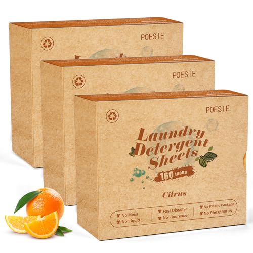 Laundry Detergent Sheets Citrus Scent 3 Pack 480 Sheets 240 Loads (480 Count)