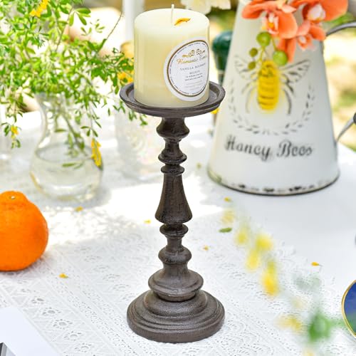 Rustic Cast Iron Pillar Candle Holder