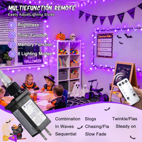 600 LED Purple Christmas Lights Indoor Outdoor Halloween Lights (168 Foot)